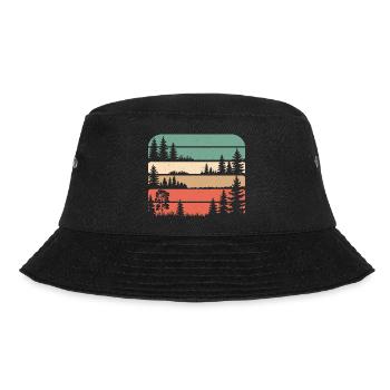 Retro Wald Natur Silhouette Bäume Wandern Geschenk - Bucket Hat - Schwarz - Vorne - Lela (165cm)