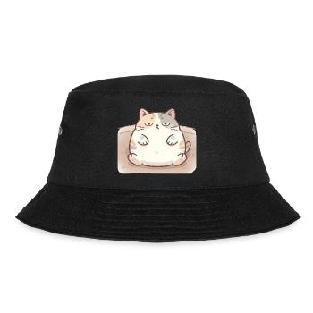 Fluffy fat cat in nursing pose - Bucket Hat - black - Front - Lela (165cm)