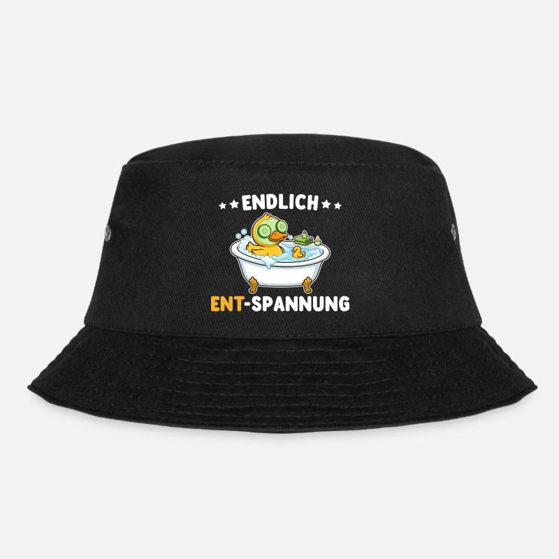 Wellness Ente Endlich Ent-Spannung Wortwitz - Bucket Hat - Schwarz