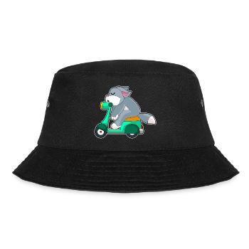Katze Motorroller - Bucket Hat - Schwarz - Vorne - Lela (165cm)