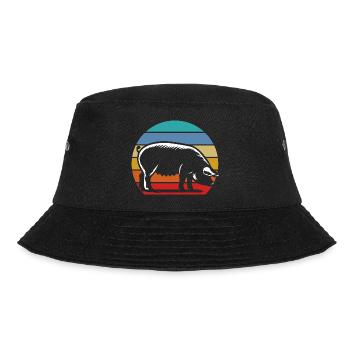 Retro Schwein Silhouette Sonnenuntergang Vintage - Bucket Hat - Schwarz - Vorne - Lela (165cm)