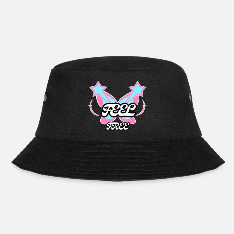 Feel Free Butterfly Emblem - Bucket Hat - Schwarz