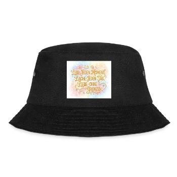Lebe Jeden Moment Lache Jeden Tag - Bucket Hat - Schwarz - Vorne - Lela (165cm)
