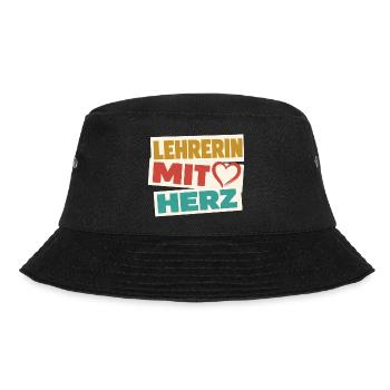 Lehrerin mit Herz!  - Bucket Hat - Schwarz - Vorne - Lela (165cm)