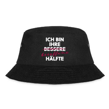 Ich bin ihre besoffene Hälfte Party Shirt - Bucket Hat - Schwarz - Vorne - Lela (165cm)