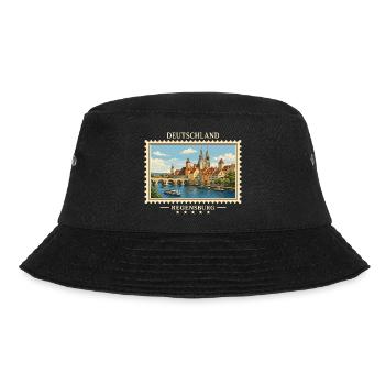 Deutschland Regensburg Vintage Reisemarke - Bucket Hat - Schwarz - Vorne - Lela (165cm)