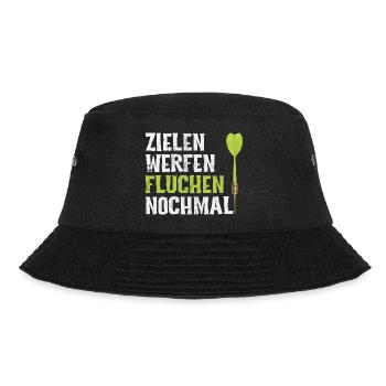 Darts Zielen Werfen Fluchen Nochmal Dart Spruch - Bucket Hat - Schwarz - Vorne