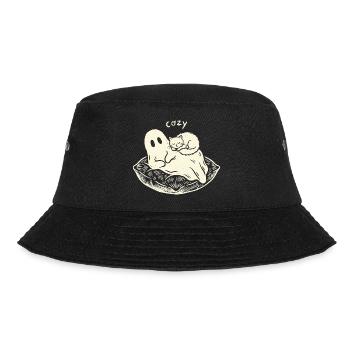 Cozy Ghost Süße Katze Gespenst Geschenk - Bucket Hat - Schwarz - Vorne