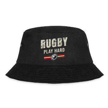 Rugby Spiel hart | Passion Oval Ball - Bucket Hat - Schwarz - Vorne