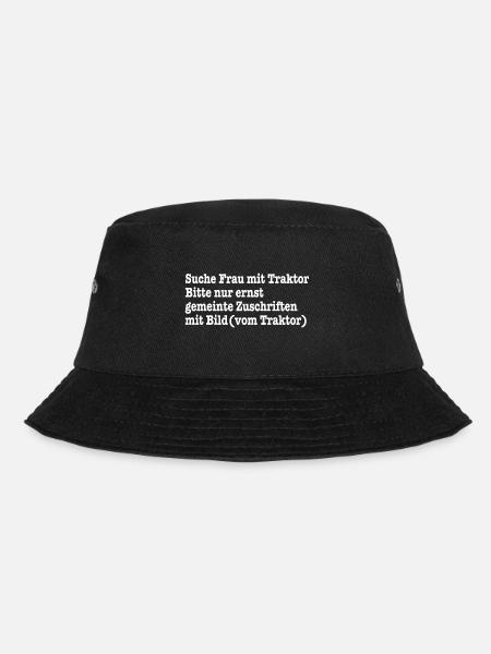 Suche Frau mit Traktor - Bauern Spruch - Bucket Hat - Schwarz
