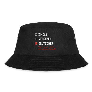 Deutscher lustiger frecher Spruch zum ankreuzen - Bucket Hat - Schwarz - Vorne - Lela (165cm)