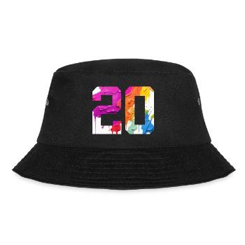 FARBIG NUMMER 20 BUNT 20. GEBURTSTAG - Bucket Hat - Schwarz - Vorne - Lela (165cm)