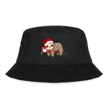 Lustige Faultier-Weihnachten. Xmas Slothy - Bucket Hat - Schwarz - Vorne - Lela (165cm)
