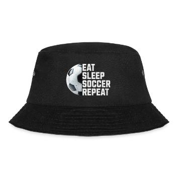 EAT SLEEP SOCCER REPEAT - Bucket Hat - black - Front - Lela (165cm)