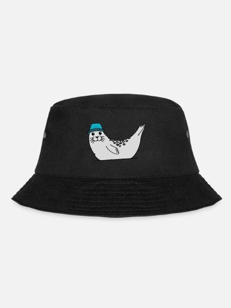 Robbe mit Anglerhut - Bucket Hat - Schwarz