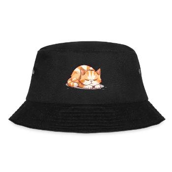 Cat Sleeping Sleep Shirt Pajamas Nightgown - Bucket Hat - black - Front - Lela (165cm)