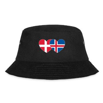 Denmark Iceland Flag Heart - Bucket Hat - black - Front - Lela (165cm)