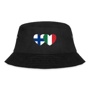 Finland Italy Flag Heart - Bucket Hat - black - Front - Lela (165cm)
