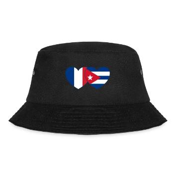 Frankreich Kuba Flagge Herz - Bucket Hat - Schwarz - Vorne - Lela (165cm)