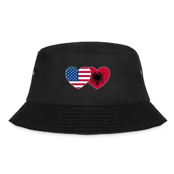 USA Albanien Flagge Herz - Bucket Hat - Schwarz - Vorne - Lela (165cm)
