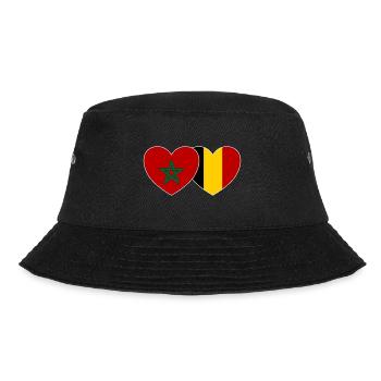 Morocco Belgium Flag Heart - Bucket Hat - black - Front - Lela (165cm)