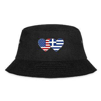 USA Greece Flag Heart - Bucket Hat - black - Front - Lela (165cm)