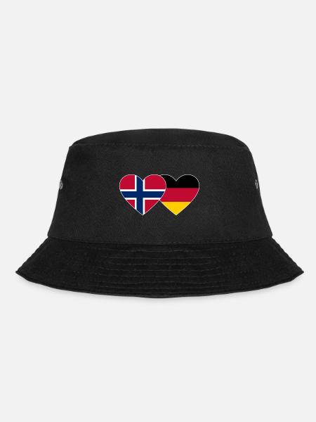 Norwegen Deutschland Flagge Herz - Bucket Hat - Schwarz