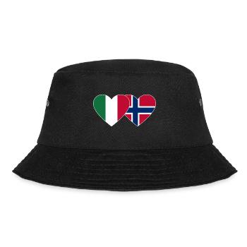 Italien Norwegen Flagge Herz - Bucket Hat - Schwarz - Vorne - Lela (165cm)