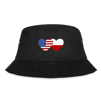 USA Polen Flagge Herz - Bucket Hat - Schwarz - Vorne - Lela (165cm)