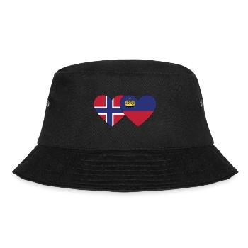 Norwegen Liechtenstein Flagge Herz - Bucket Hat - Schwarz - Vorne - Lela (165cm)