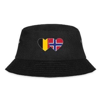 Belgien Norwegen Flagge Herz - Bucket Hat - Schwarz - Vorne - Lela (165cm)