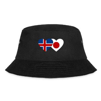 Iceland Japan Flag Heart - Bucket Hat - black - Front - Lela (165cm)