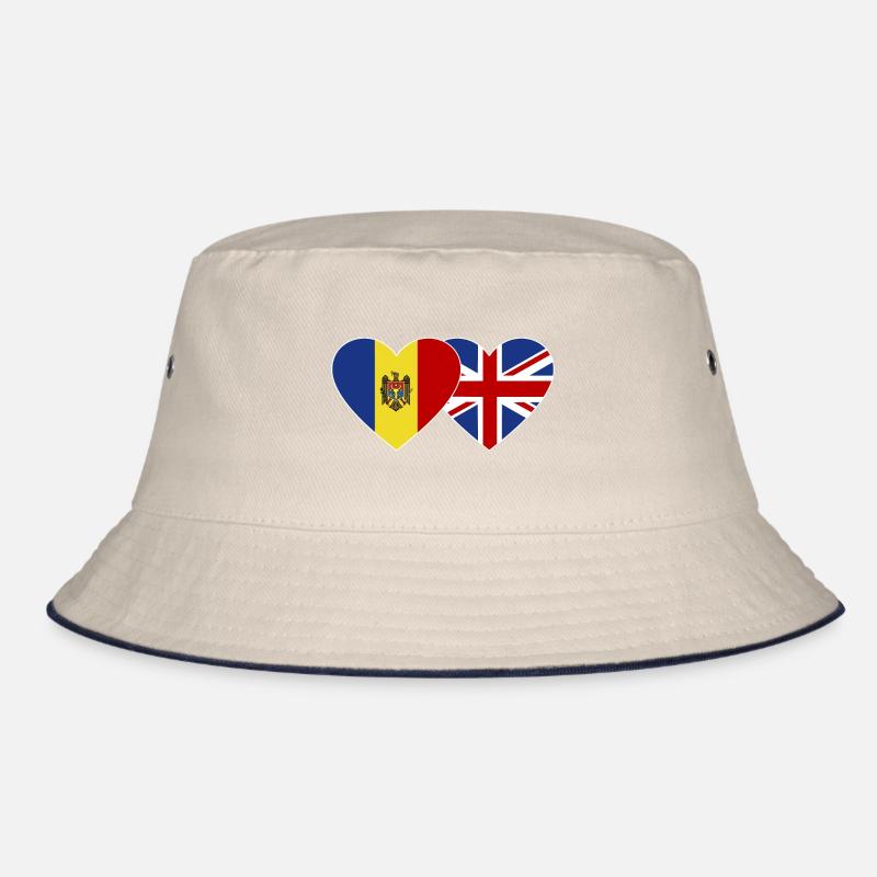 Moldova England Flag Heart Bucket Hat