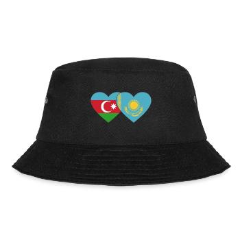Aserbaidschan Kasachstan Flagge Herz - Bucket Hat - Schwarz - Vorne - Lela (165cm)