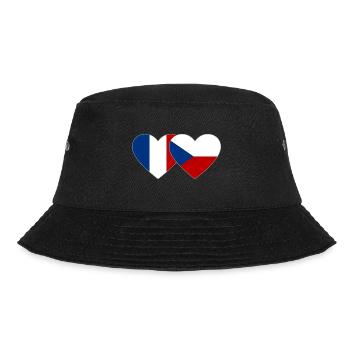 Frankreich Tschechien Flagge Herz - Bucket Hat - Schwarz - Vorne - Lela (165cm)