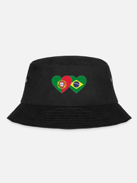 Portugal Brasilien Flagge Herz - Bucket Hat - Schwarz