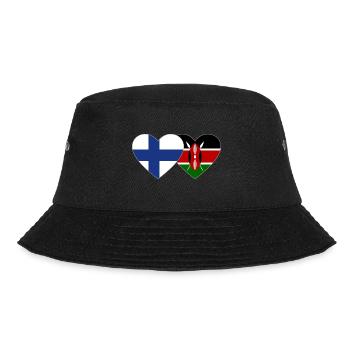 Finland Kenya Flag Heart - Bucket Hat - black - Front - Lela (165cm)