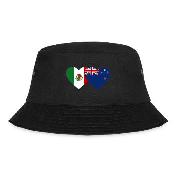 Mexiko Neuseeland Flagge Herz - Bucket Hat - Schwarz - Vorne - Lela (165cm)