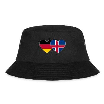 Deutschland Island Flagge Herz - Bucket Hat - Schwarz - Vorne - Lela (165cm)