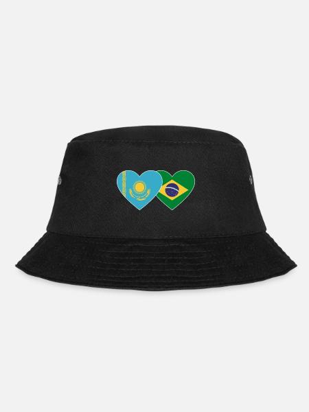 Kasachstan Brasilien Flagge Herz - Bucket Hat - Schwarz