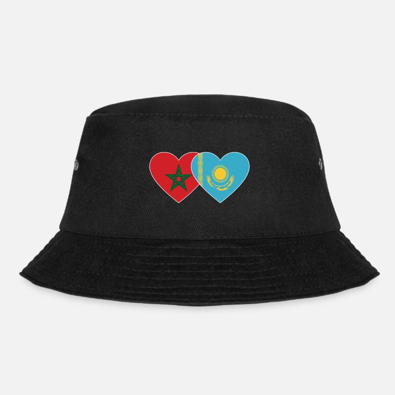 Marokko Kasachstan Flagge Herz - Bucket Hat - Schwarz