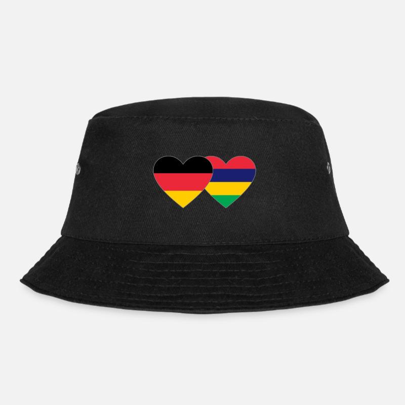 Deutschland Mauritius Flagge Herz - Bucket Hat - Schwarz
