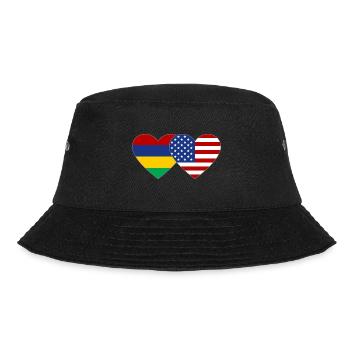 Mauritius USA Flag Heart - Bucket Hat - black - Front - Lela (165cm)