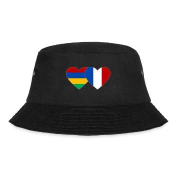 Mauritius Frankreich Flagge Herz - Bucket Hat - Schwarz - Vorne - Lela (165cm)