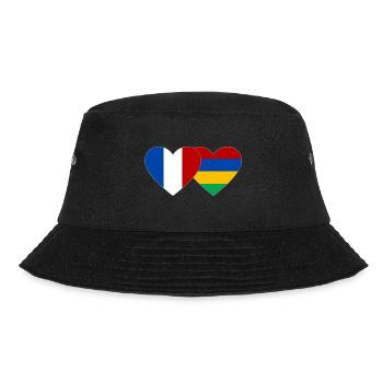 Frankreich Mauritius Flagge Herz - Bucket Hat - Schwarz - Vorne - Lela (165cm)