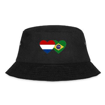 Holland Brasilien Flagge Herz - Bucket Hat - Schwarz - Vorne - Lela (165cm)