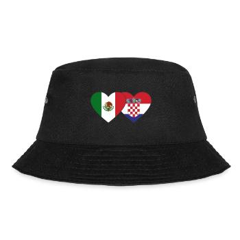Mexico Croatia Flag Heart - Bucket Hat - black - Front - Lela (165cm)