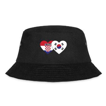 Croatia South Korea Flag Heart - Bucket Hat - black - Front - Lela (165cm)