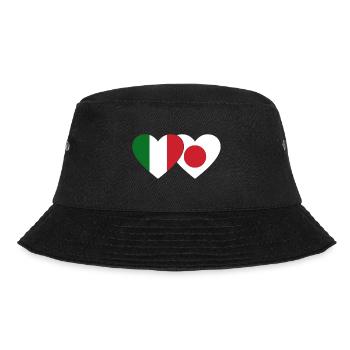 Italien Japan Flagge Herz - Bucket Hat - Schwarz - Vorne - Lela (165cm)