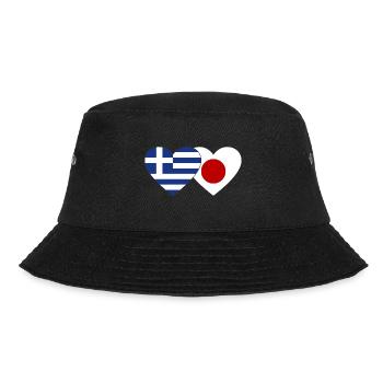 Griechenland Japan Flagge Herz - Bucket Hat - Schwarz - Vorne - Lela (165cm)